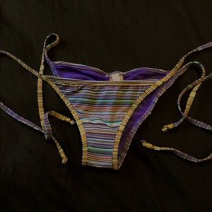 Pilyq blue and gold string bikini bottom